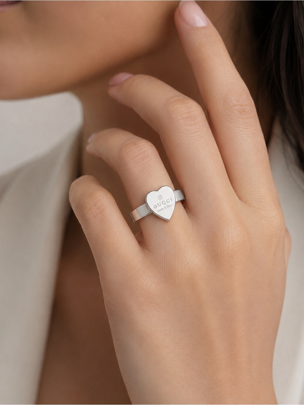 Gucci Sterling Silver Heart Signet Ring